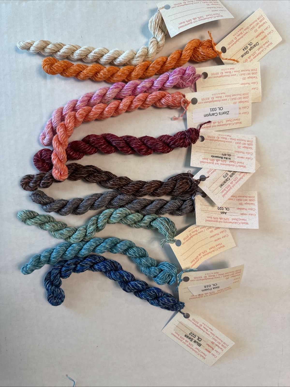 Lot of 10 Skeins Thread Gatherer Hand-Dyed Oriental Silk/Linen Blend Needlepoint