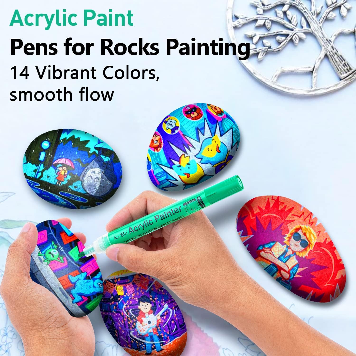 14 Colors Acrylic Paint Pens for Rock Wood Glass Fabric Ceramic Craft Marke