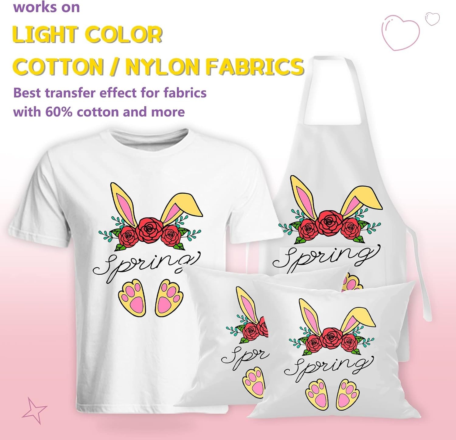 Printable Heat Transfer Vinyl – 20 Pack Heat Transfer Paper for T Shirts 8.5″…