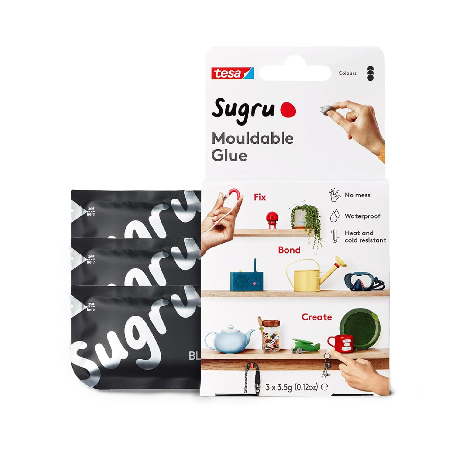 Sugru Silicone Super Glue – Waterproof All-Purpose Wall Putty + Moldable Glue fo