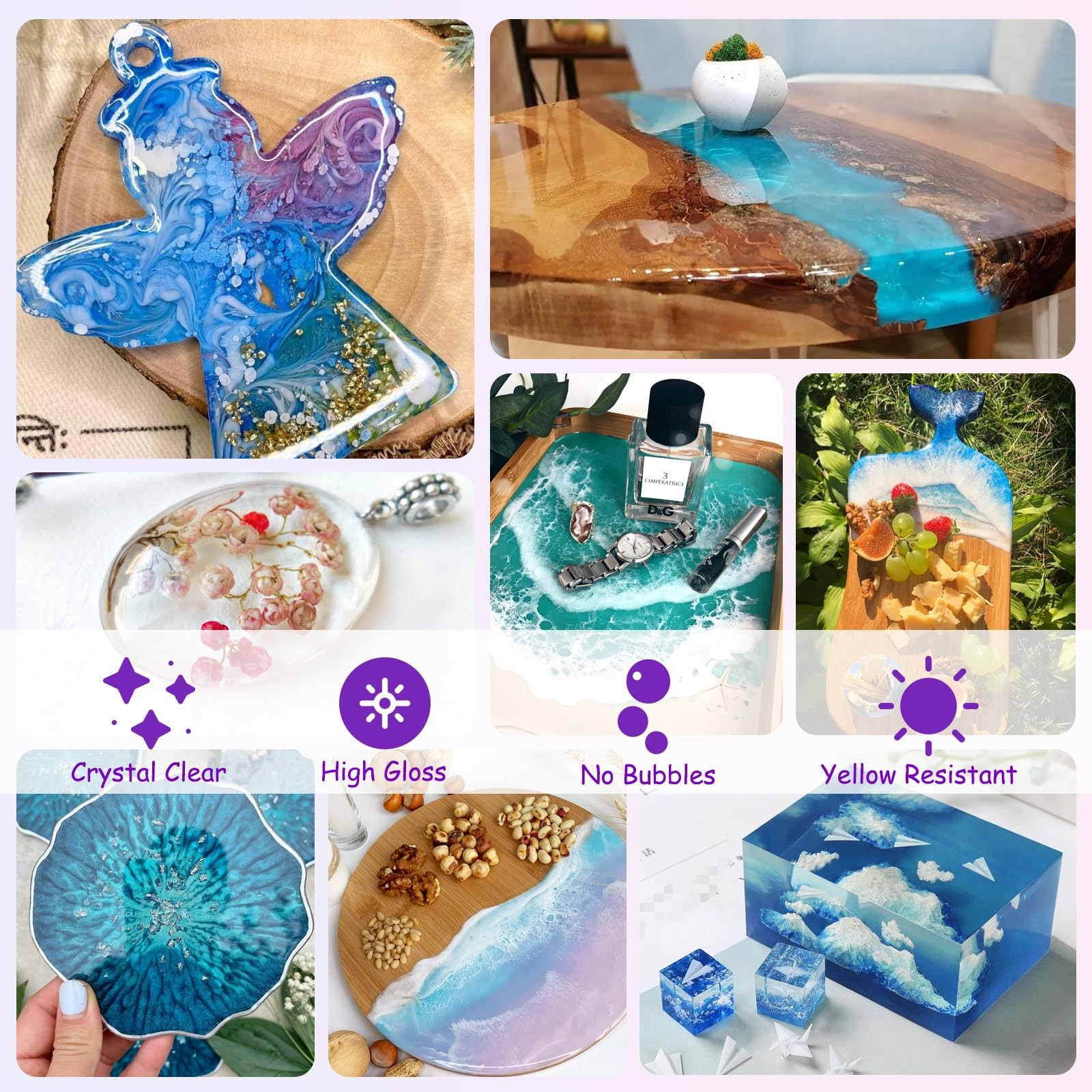 Clear Epoxy Resin Kit 82oz 41oz x2 with 15 Pigments 15 Mica Colors for Art