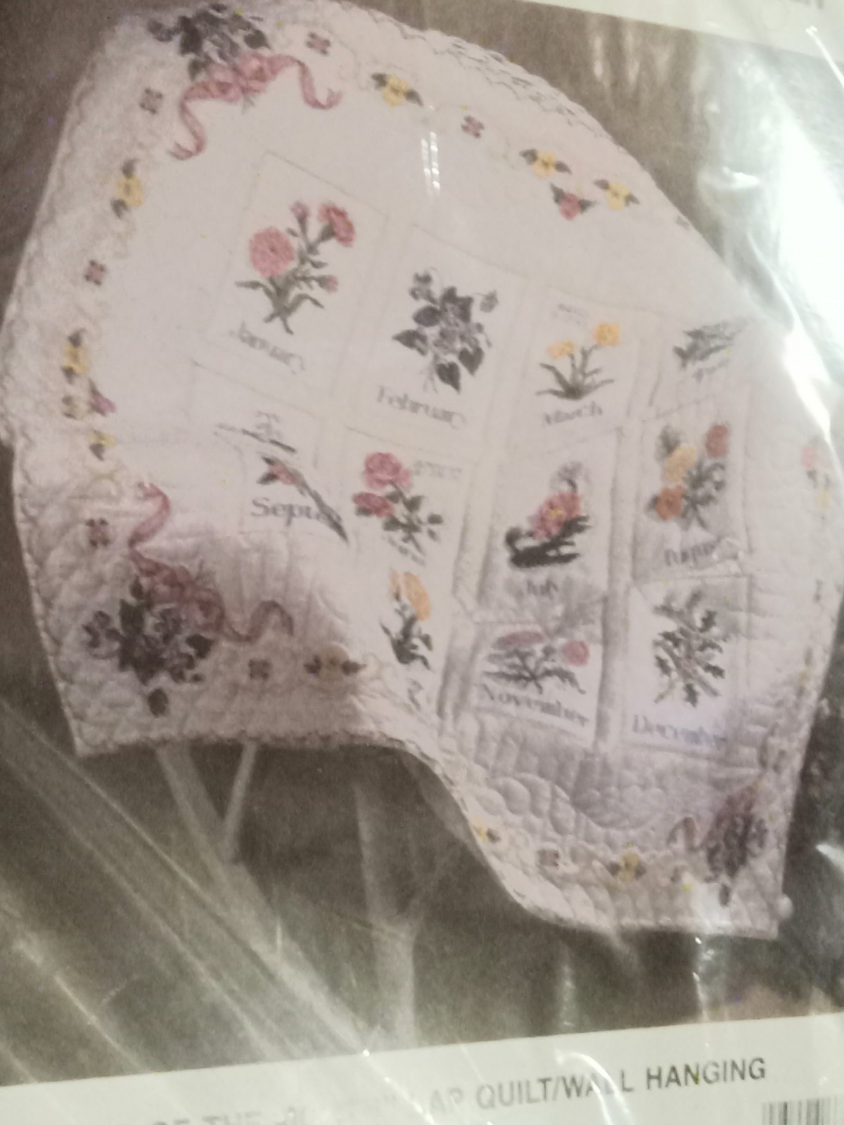 2 Bucilla 40663 Cross Stitch Kits 40663 Lap Quilt”Flowers o-the Month”1 Finished