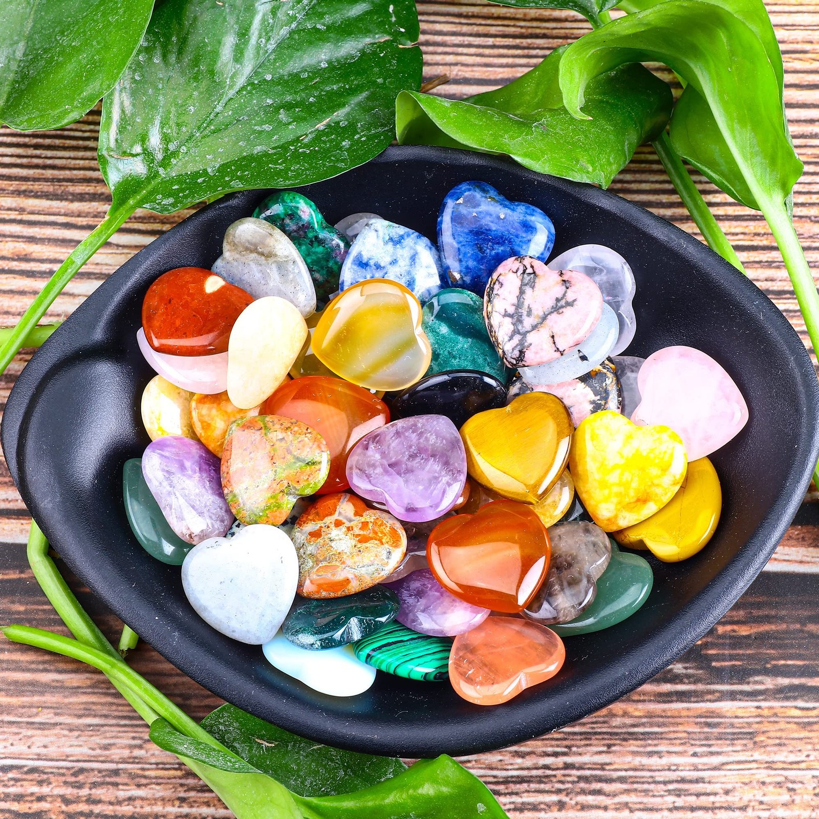 40pcs Natural Heart Shaped Crystal Stones 0.8 Inch Pocket Hearts Bulk Stones …