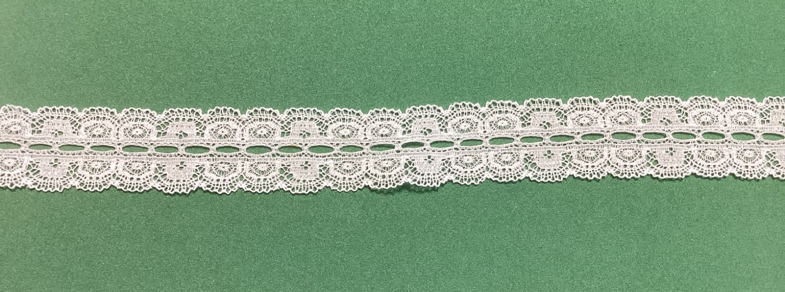 1 1/4” Heirloom White Flat English Cotton Ribbon Insertion Lace #2134