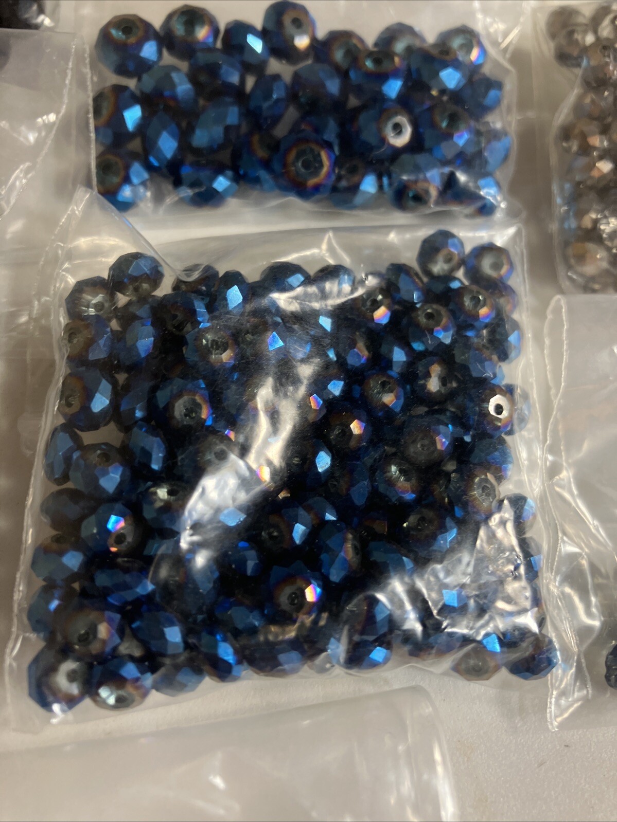 Lot of Crystal Vintage Beads Black Grey Matalic Aurora Borealis