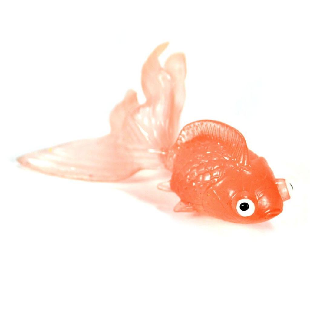 LOT OF 10 PLASTIC GOLDFISH Small Soft Rubber Floating Gold Fish Toy Orange Craft