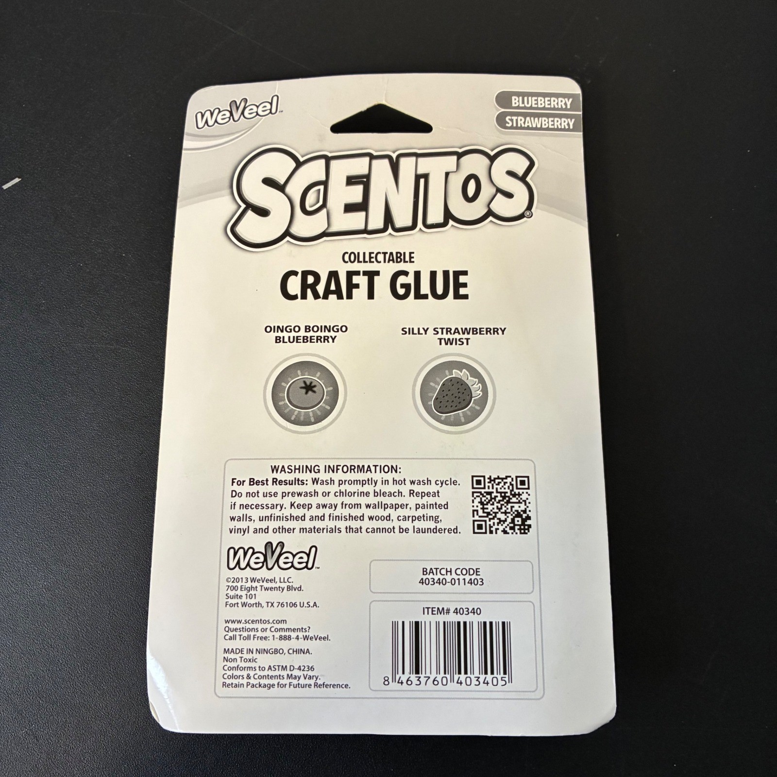 Scentos Craft Glue 2 Pack Blueberry Strawberry Super Washable Non Toxic 2013 New