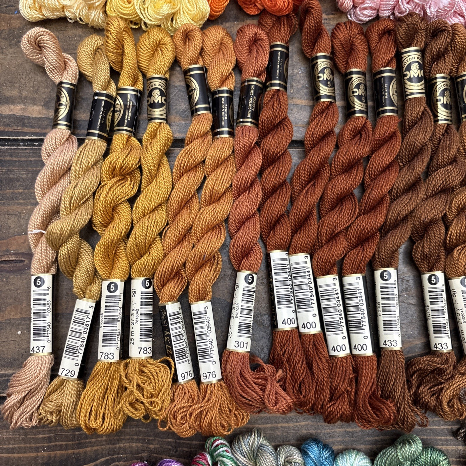 DMC #5 Cotton Perle Skeins, Color Variations, Metallic Pearl , Mixed Lot of 130