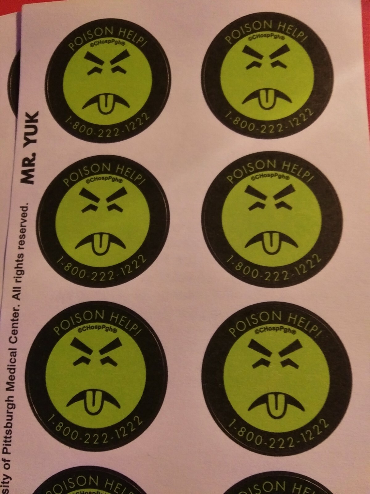 Mr. Yuk Stickers 60 Stickers (6 Sheets) Daily Shipping +Tracking ~ NEW *GENUINE*