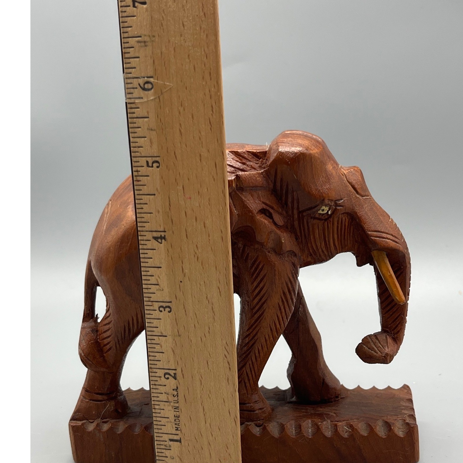 Vintage Hand Carved Solid Wooden Elephant 5.5x 5