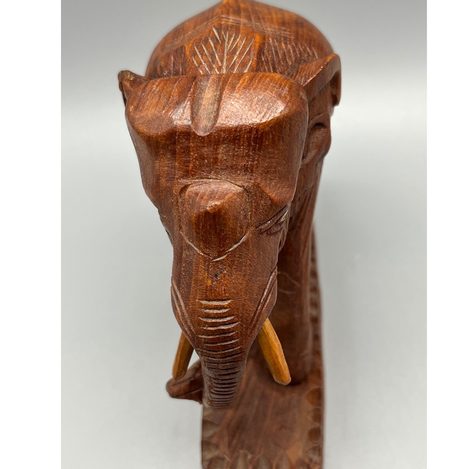 Vintage Hand Carved Solid Wooden Elephant 5.5x 5