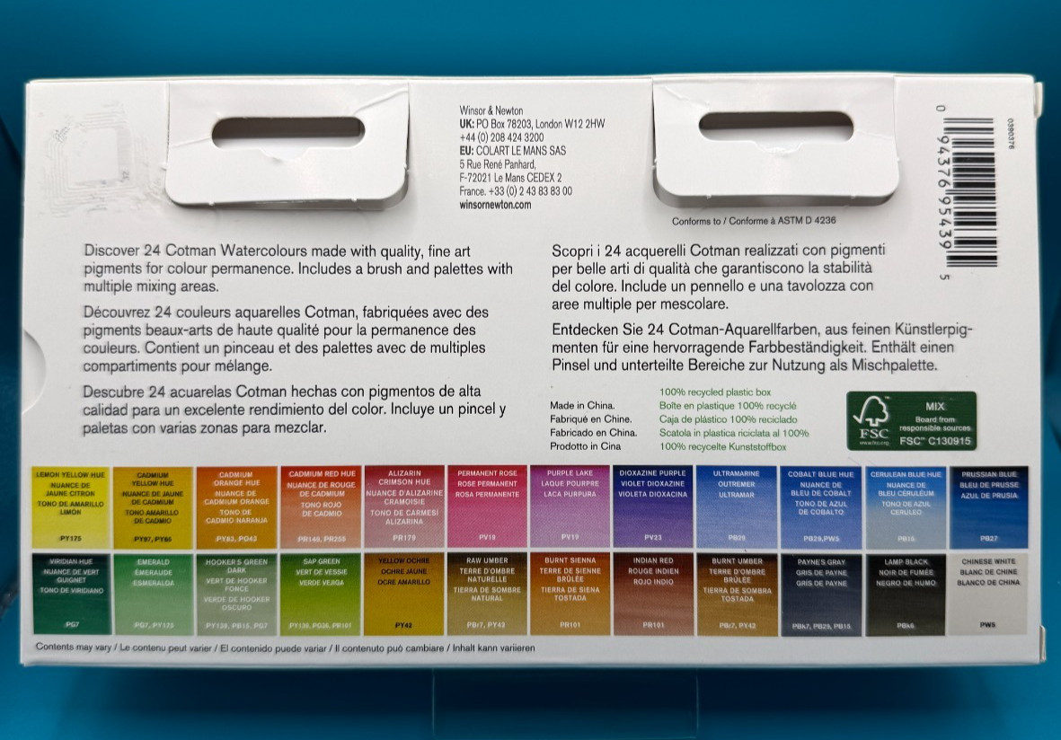 Winsor & Newton Cotman Watercolour Travel Set, 25pc