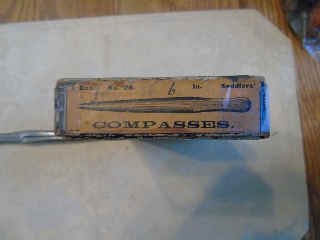1 C S Osborne Antique Leather Working 6″ Compass & Box As Is!!!