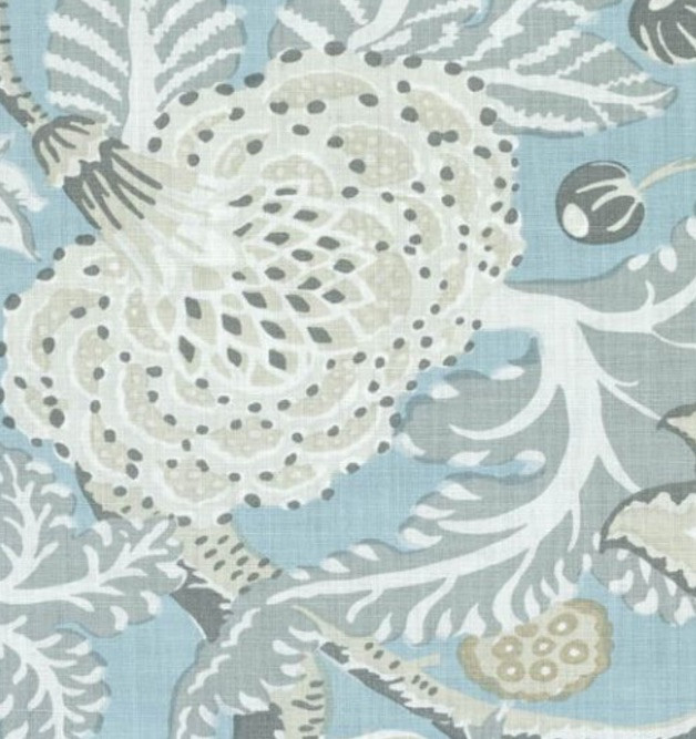 Thibaut Curtain Fabric ‘MITFORD’ 3.8 METRES (380cm) AQUA 100% Linen