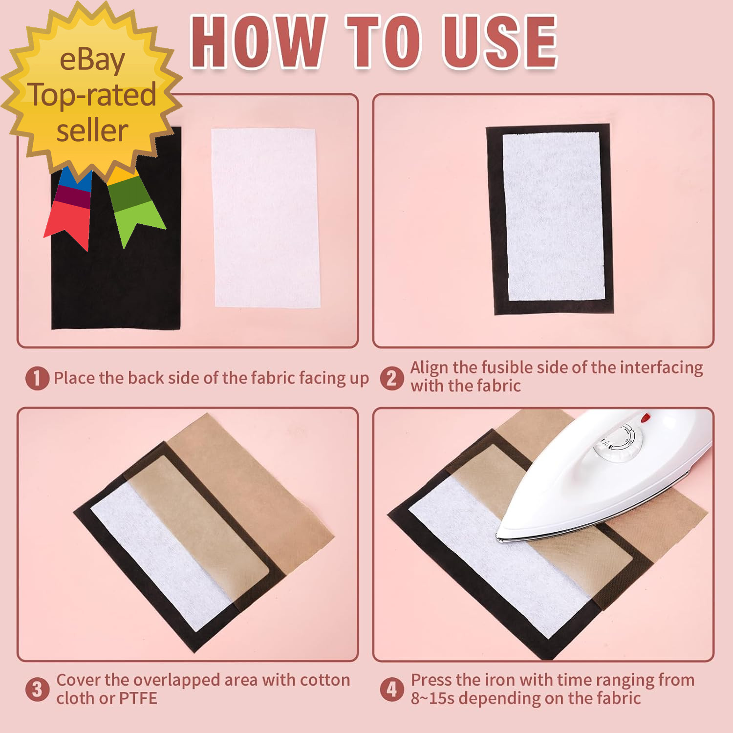Light Weight 12″X 30 Yards Fusible Interfacing for Sewing,Iron-On Non-Woven