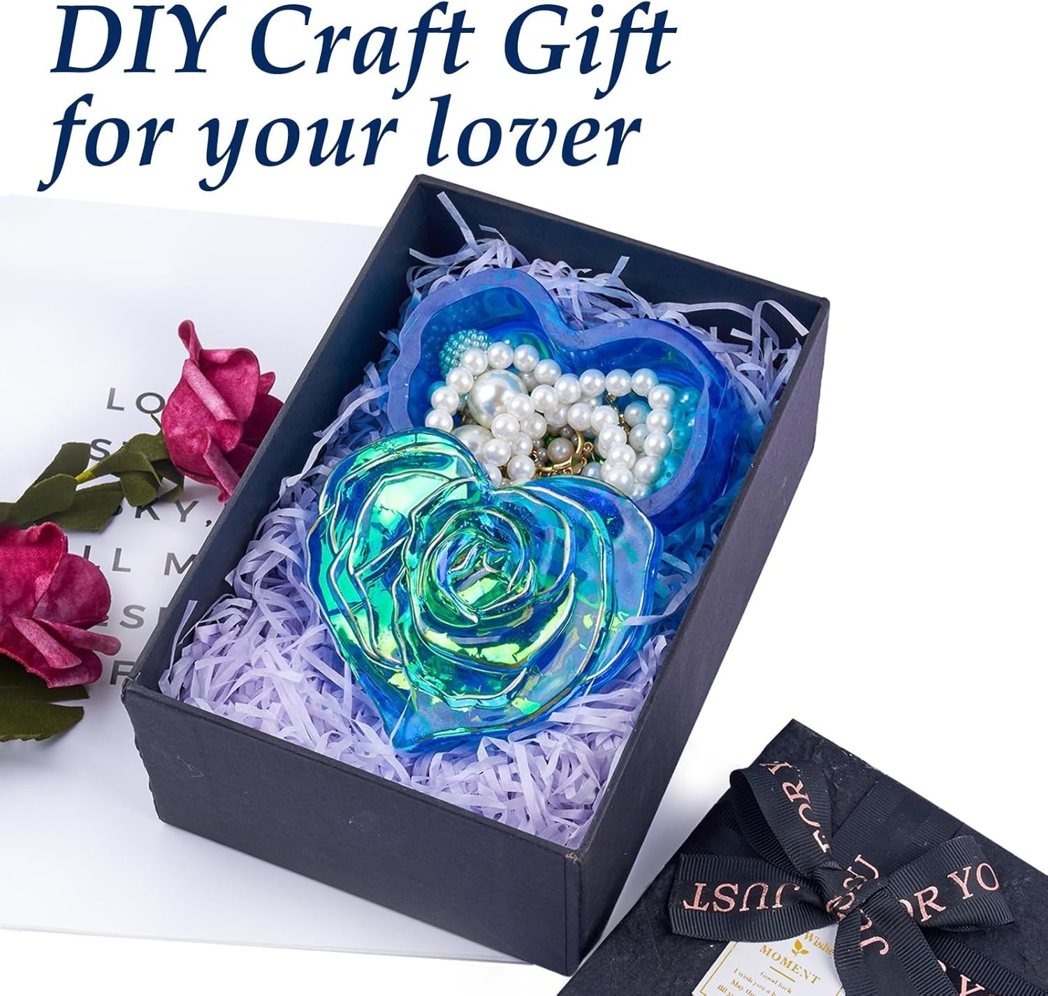 Heart Jar Resin Mold with Rose Lid Epoxy Resin Storage Box Casting Molds DIY …