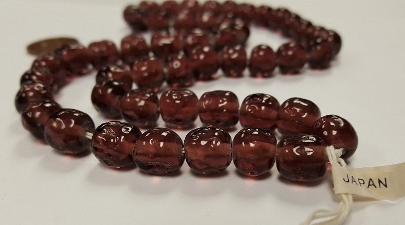50 VINTAGE JAPANESE CHERRY BRAND GLASS AMETHYST 10mm. BAROQUE ROUND BEADS 4676T