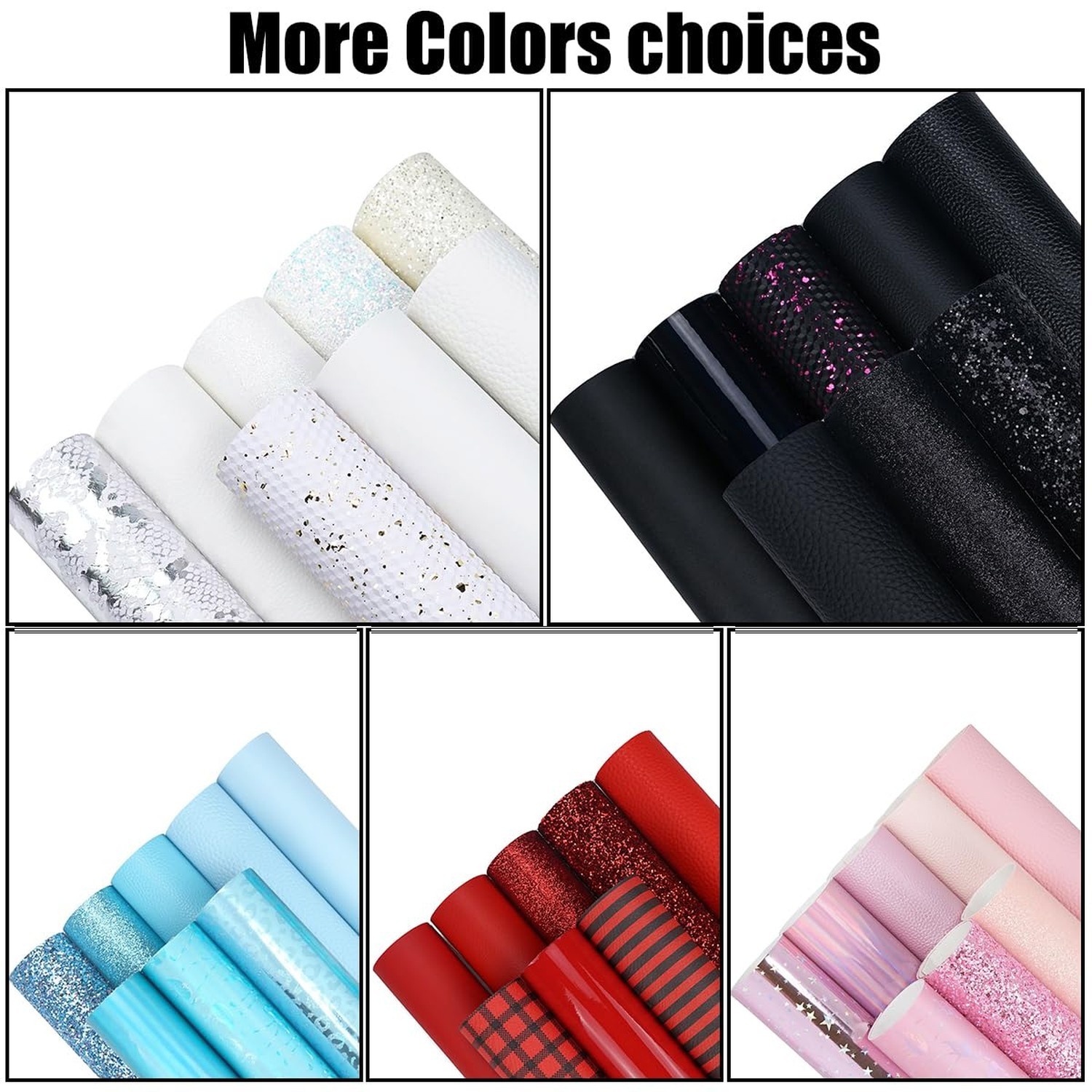 8 Pieces 8×12 Inch Black Series Faux Leather Sheets Including 8 Kinds Leather…