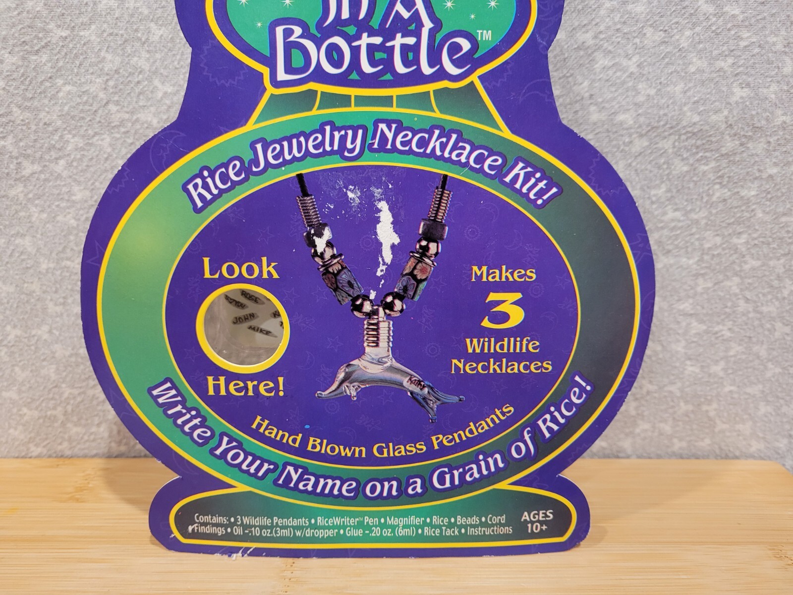 2001 Y2K Art Skills Message in a Bottle Rice Jewelry Wildlife Necklace Kit NOS