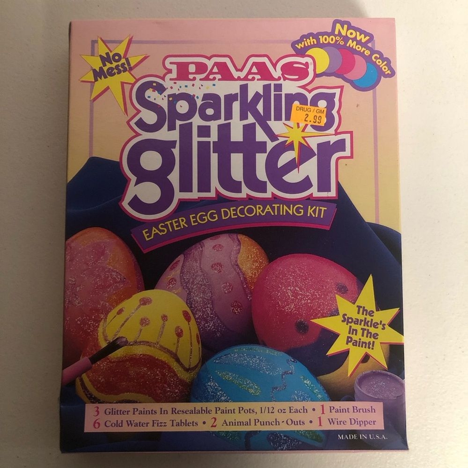 Vintage PAAS Easter Egg Color Kit Set of 3 Made in USA Original Glitter SOY INK