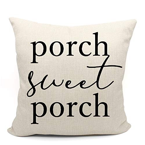 Mancheng-zi Porch Throw Pillows 18×18, Farmhouse 18″ x 18″ (Pack of 1) White