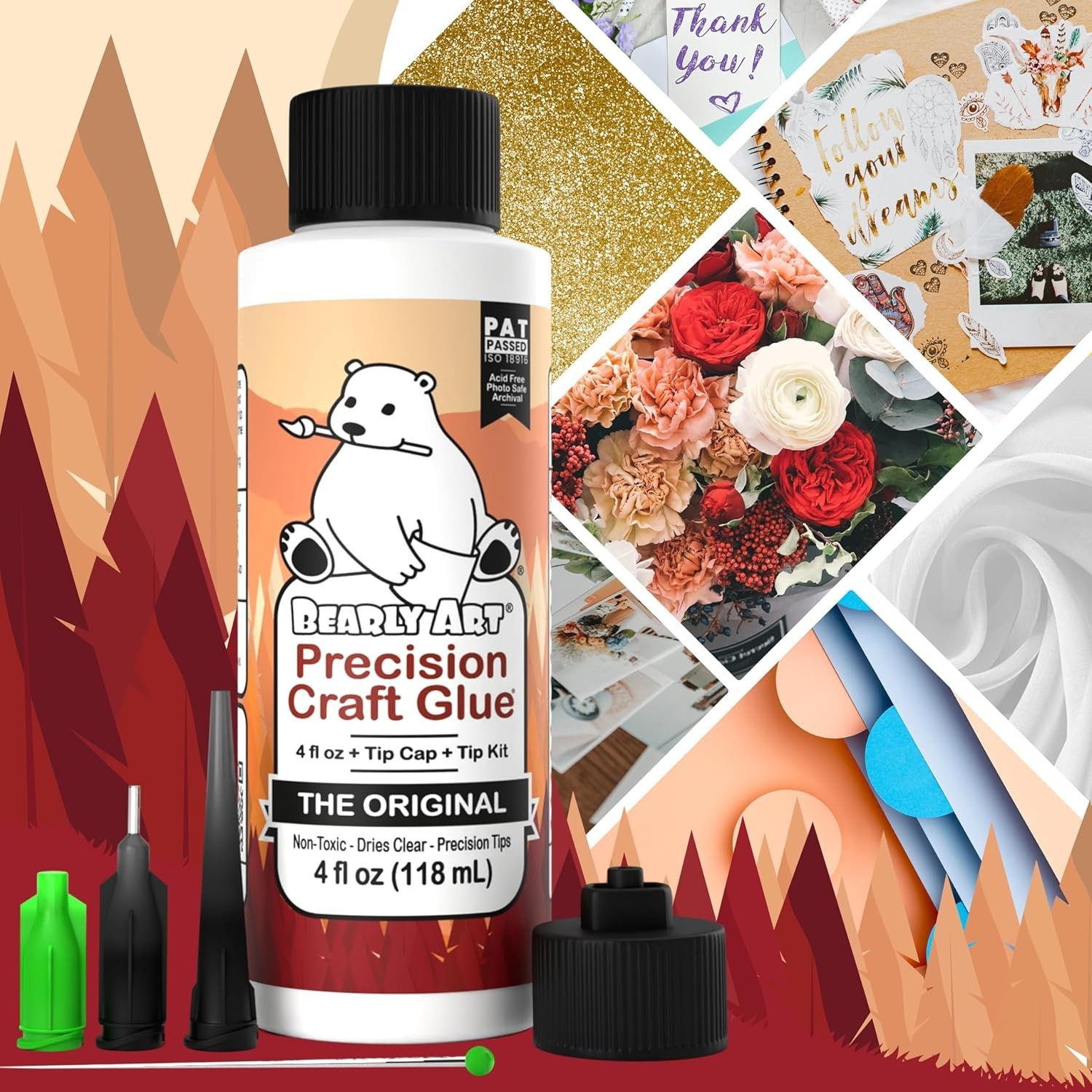 Archival Quality Craft Glue – 4oz Flexible & Wrinkle Resistant with Metal Tip