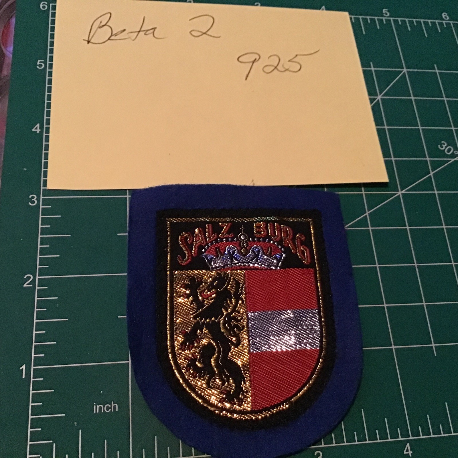 Vintage Salzburg, Austria Patch – Embroidered Gold Thread/blue Felt Sew-On