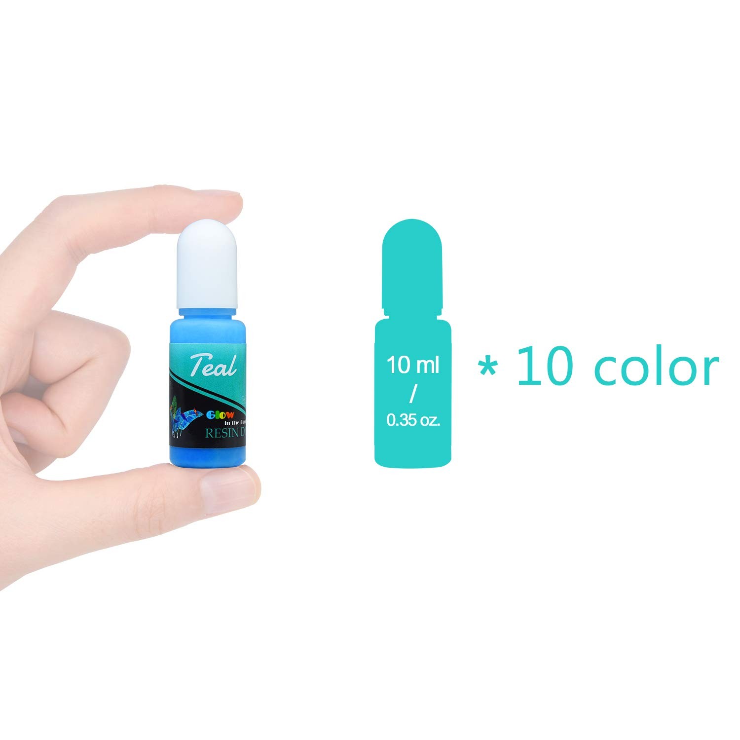 EPOXY UV RESIN Color Pigment Glow In The Dark Liquid Luminous 10 Pack DECORROM