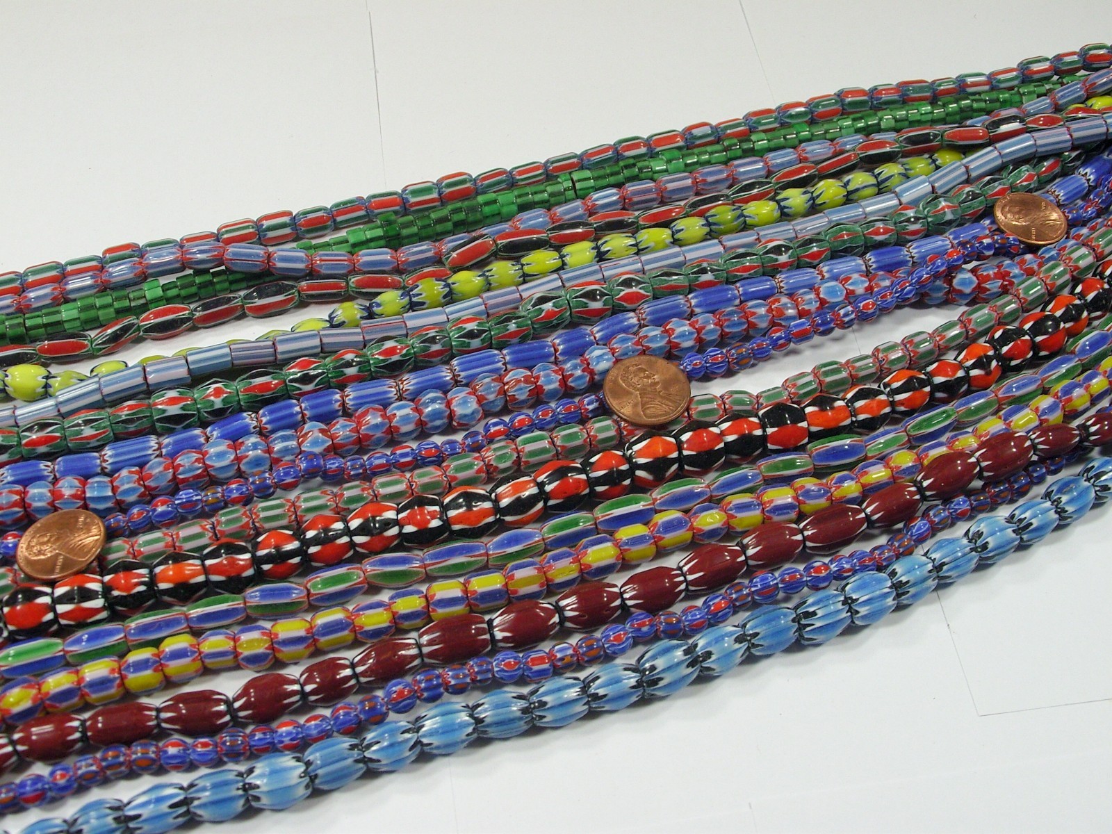 15 Strands 15″ Assorted India Handmade Chevron Glass Beads Bulk Lot (QZP-7)