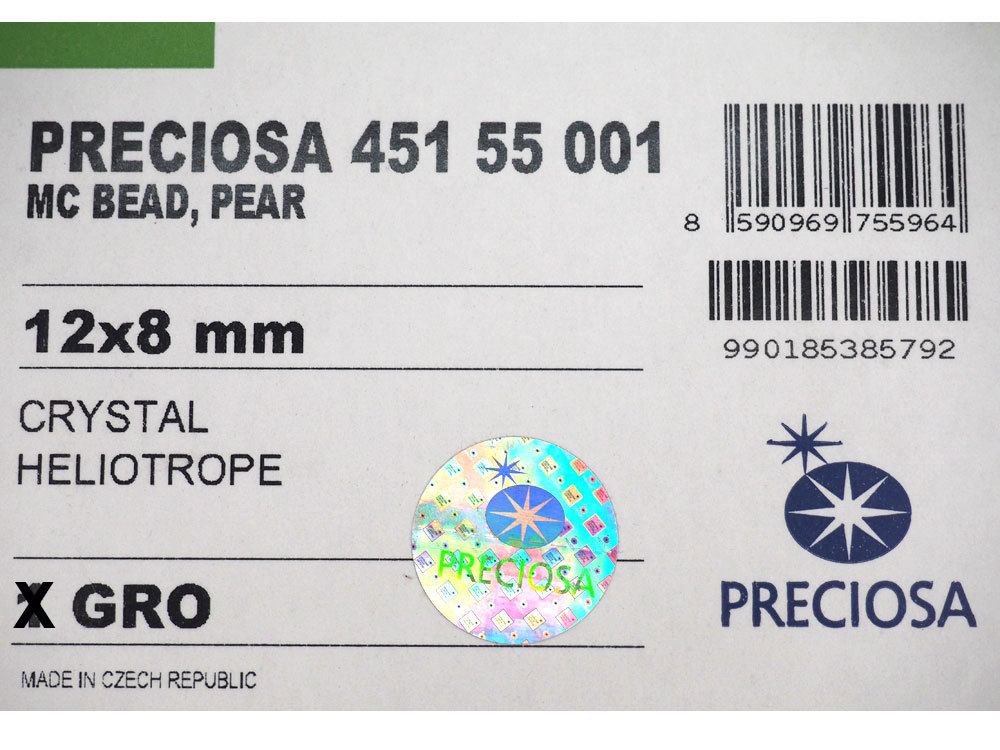 12 Crystal Heliotrope, Preciosa Czech MC Pear Beads, tear drop shape 12x8mm P305