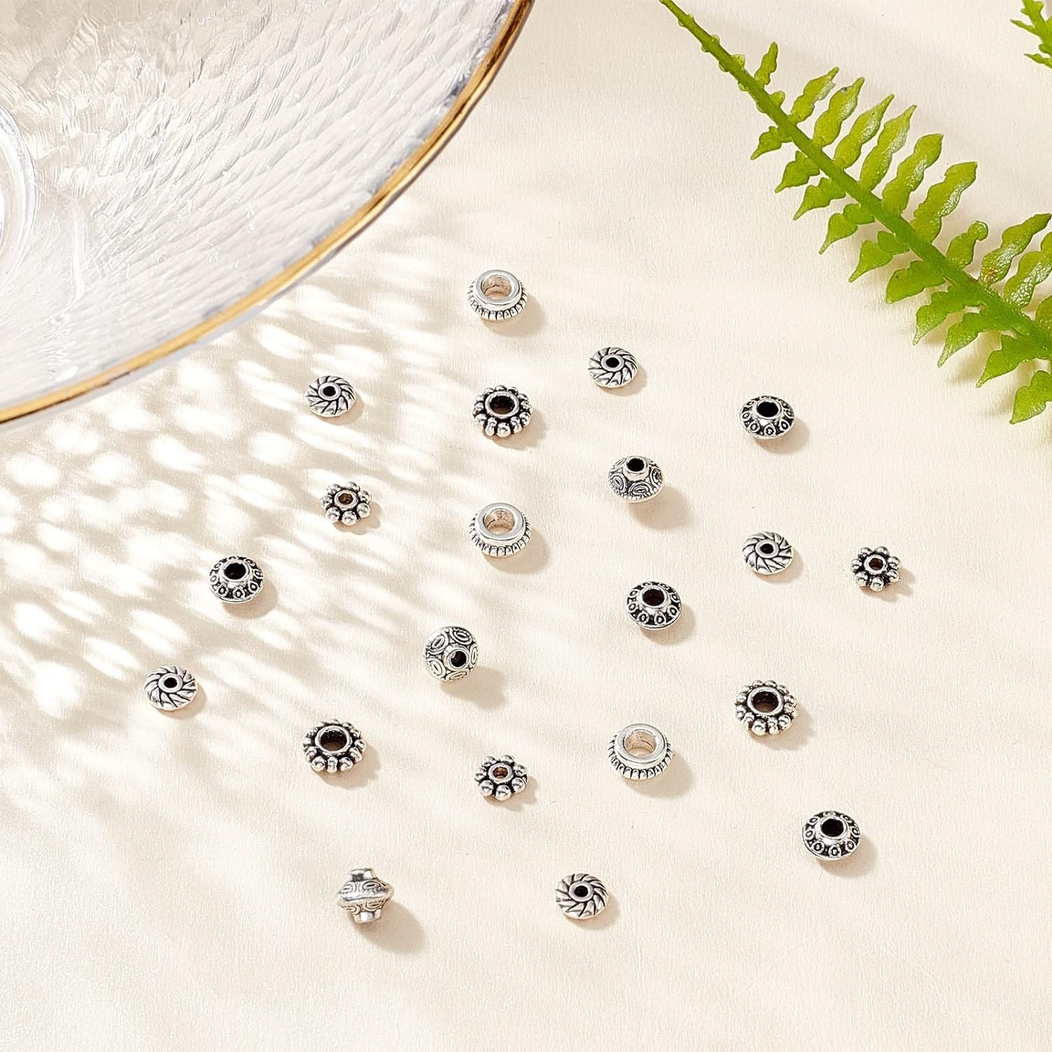 300pcs Antique Silver Spacer Beads 6 Style Tibetan Metal Beads Jewelry Making