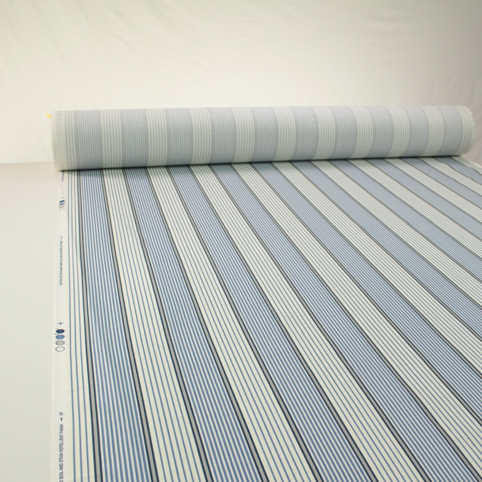 P KAUFMANN JOHN NAVY BLUE WHITE PINSTRIPE COTTON MULTIUSE FABRIC BY YARD 54″W