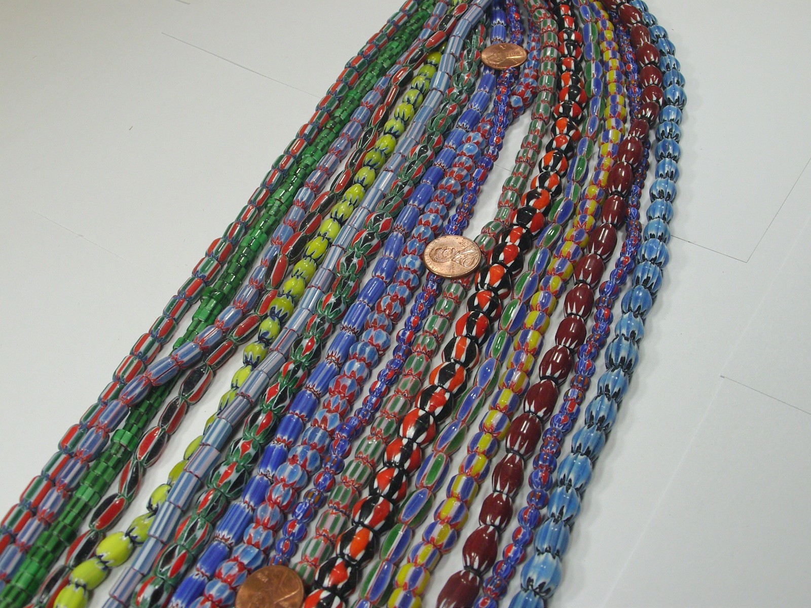 15 Strands 15″ Assorted India Handmade Chevron Glass Beads Bulk Lot (QZP-7)