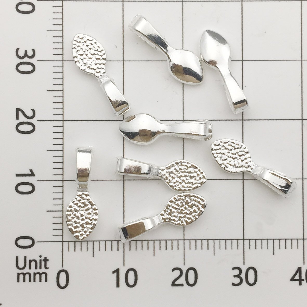 200 Shiny Silver Color Glue on Bails-Small Pendant Bails-Jewelry Bails for Penda