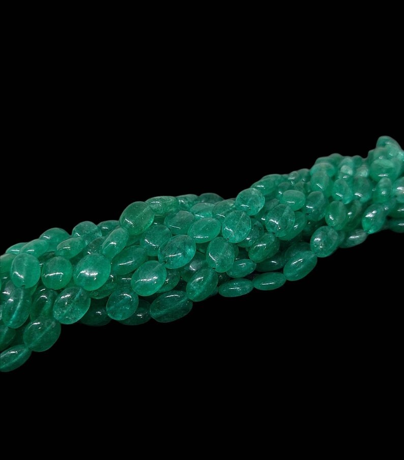 Natural Russian Emerald Smooth Oval Shape Gemstone Beads 12″ For Jewelry Making