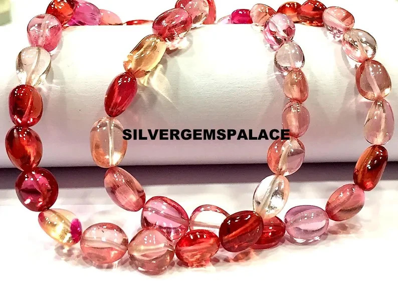 AAAA+Rarest Padparadscha Pink Sapphire Polished Nuggets Beads Smooth Beads.