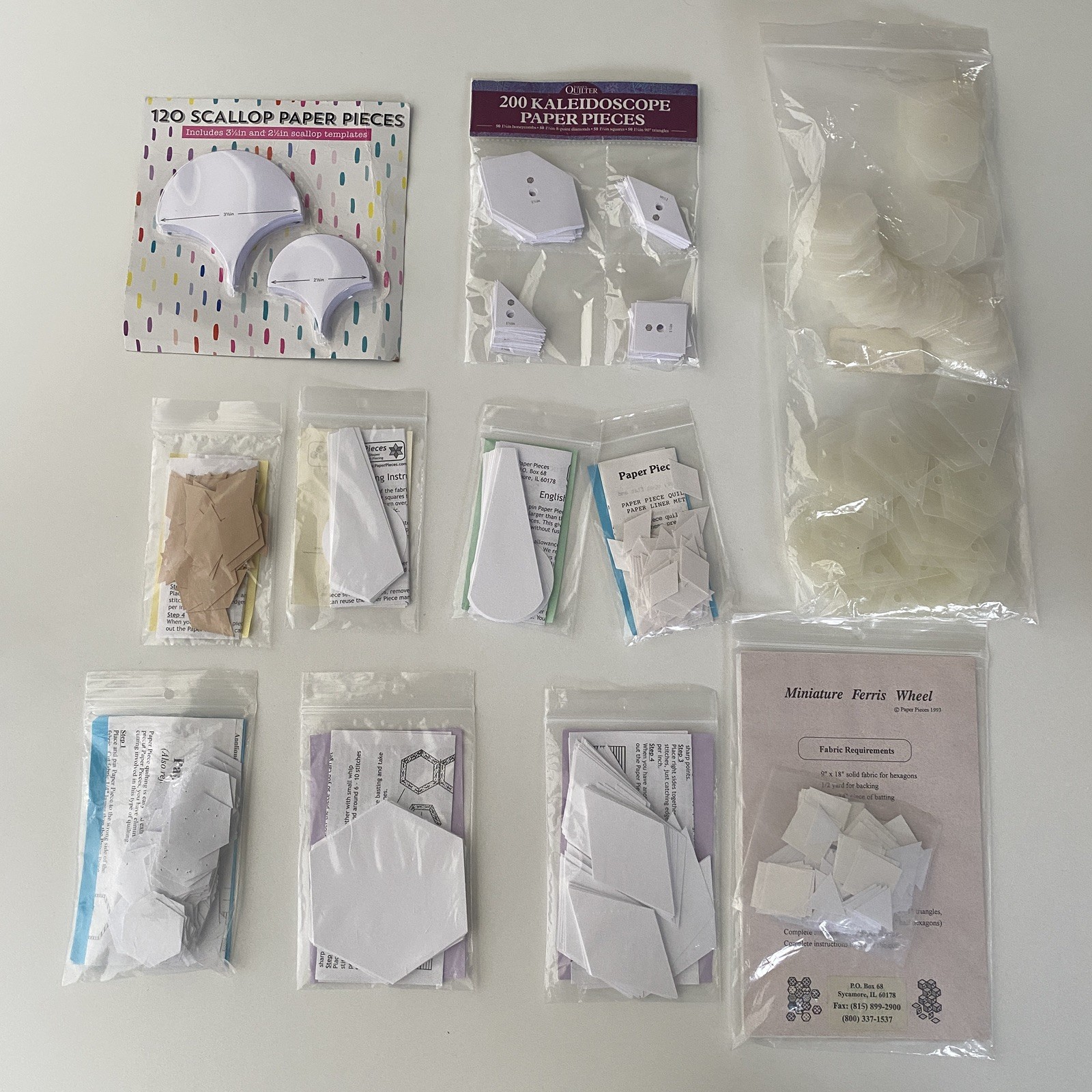 Precut Paper Pieces and Various Shapes for Paper Pieced Quilting