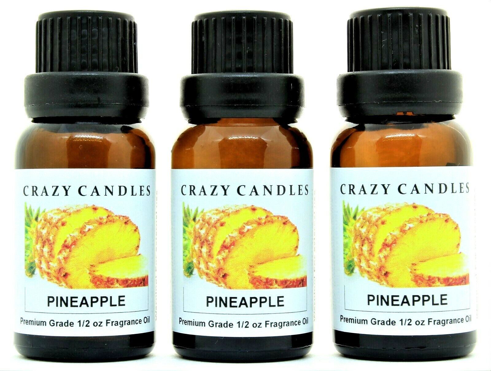 3 Pineapple 1/2oz Premium Grade Scented Fragrance Oil Crazy Candles