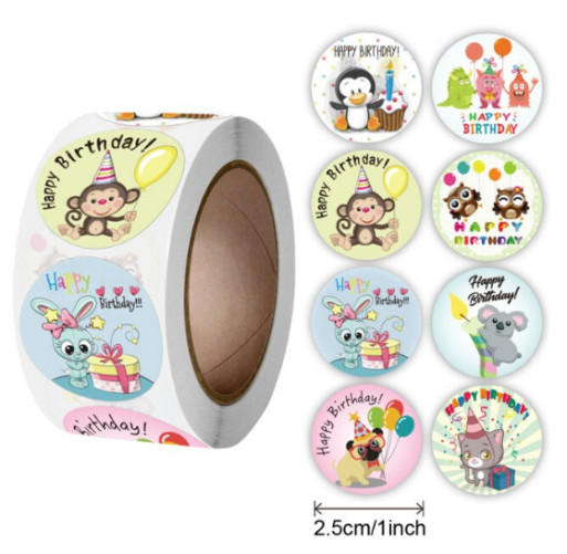 40 HAPPY BIRTHDAY STICKER ENVELOPE SEALS LABELS STICKERS 1″ ROUND FAST SHIPPING