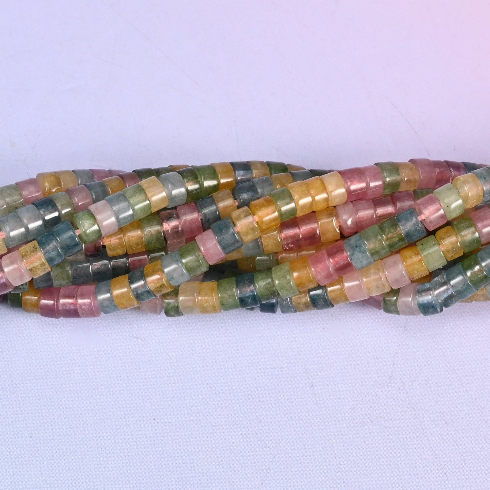 Multicolor Fluorite Smooth Heishi Disc Beads: Jewelry Making Supply