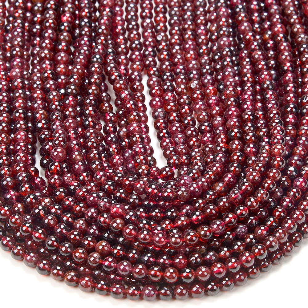 Natural Deep Red Garnet Gemstone Grd AAA Round 3MM 4MM Loose Beads 15 inch(P60)