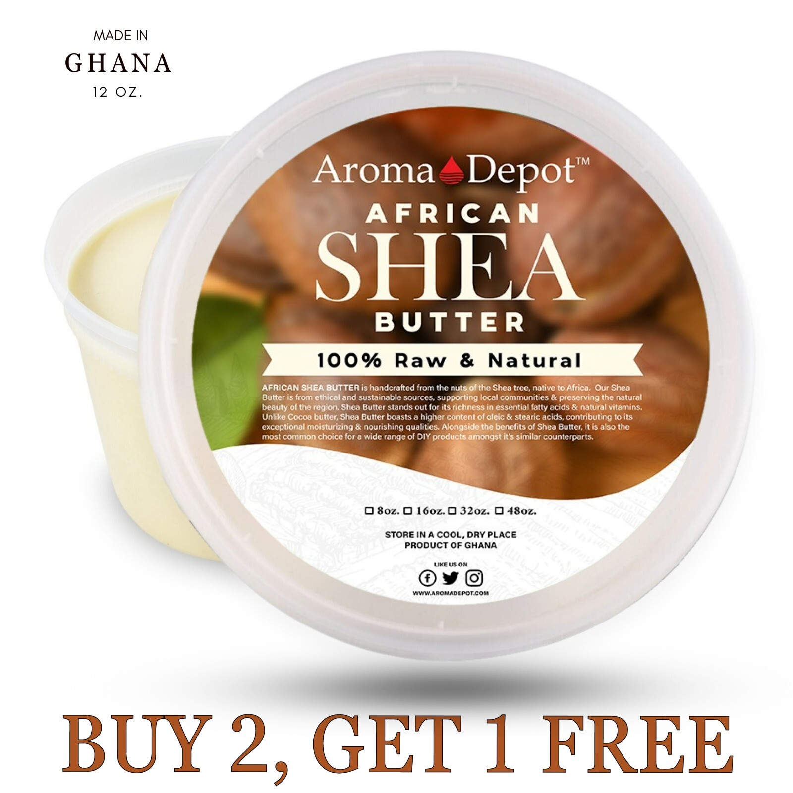 Raw African Shea Butter 12 oz. IVORY Pure Unrefined Raw Organic from Ghana