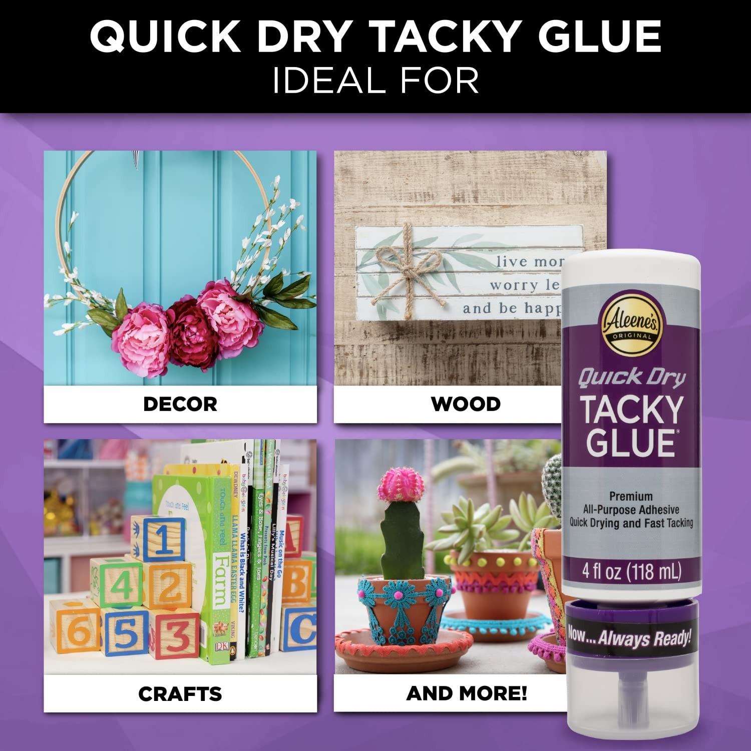 Aleene’s Quick Dry Tacky Glue for Crafts in Always Ready Bottle, Nontoxic, Dries