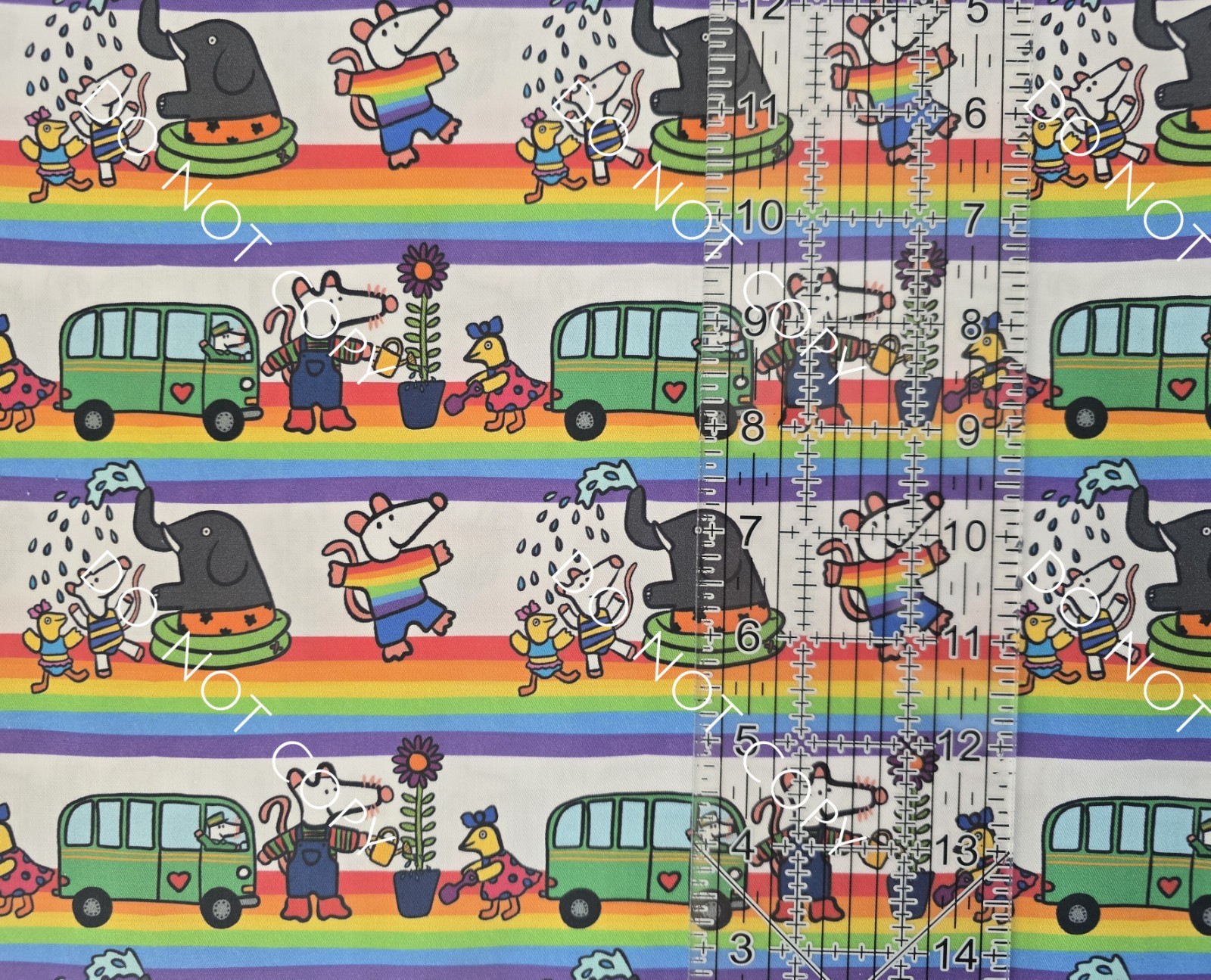Custom 100% Cotton Woven Fabric Maisy Mouse Tv Show by the 1/4 Yard 9×56