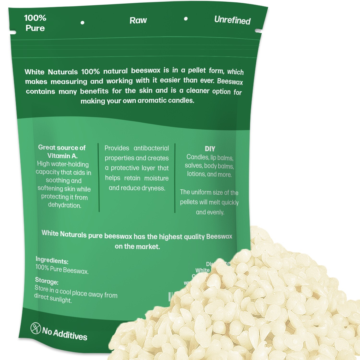 Organic White Beeswax Pellets 1lb, 100% Natural & Pure, Cosmetic Grade Pastilles