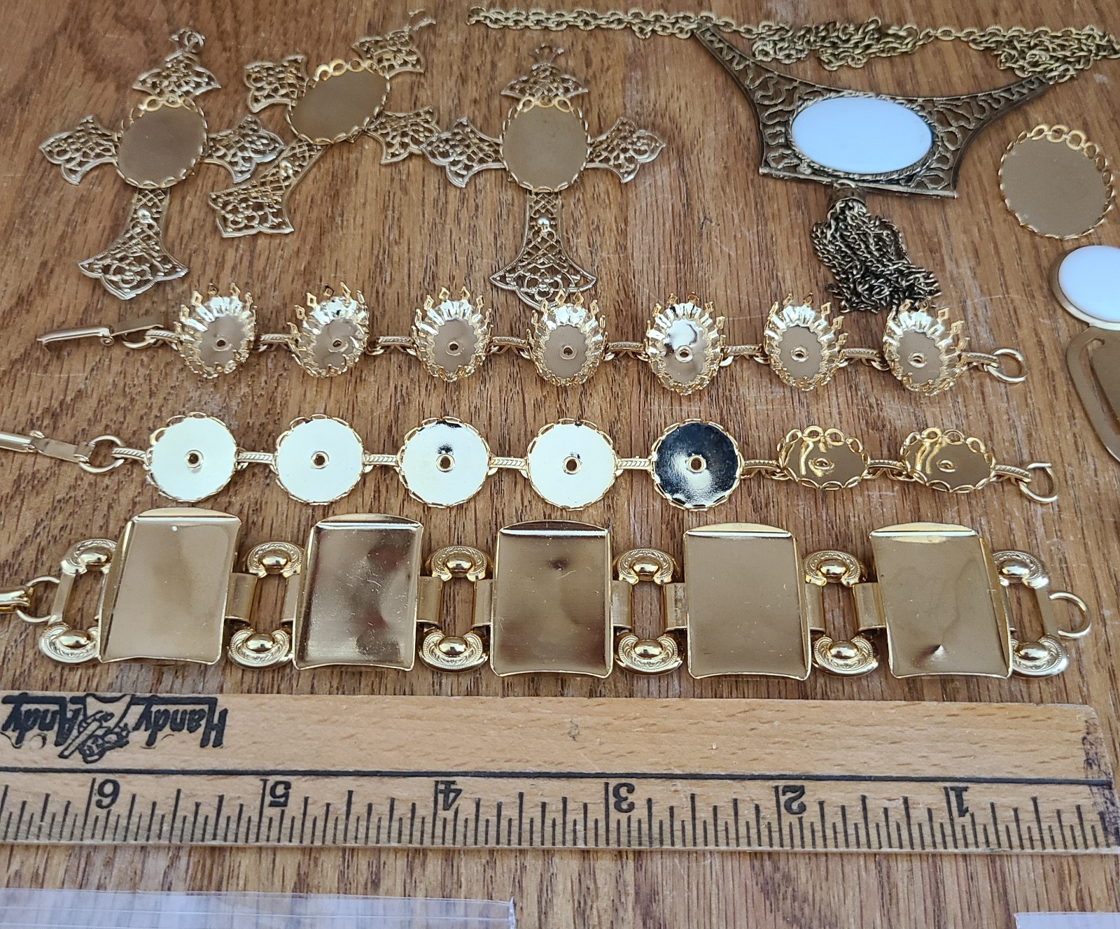 Porcelain China Painting Jewelry Blank Lot 24 Brooches,Necklace,Bracelets,Read