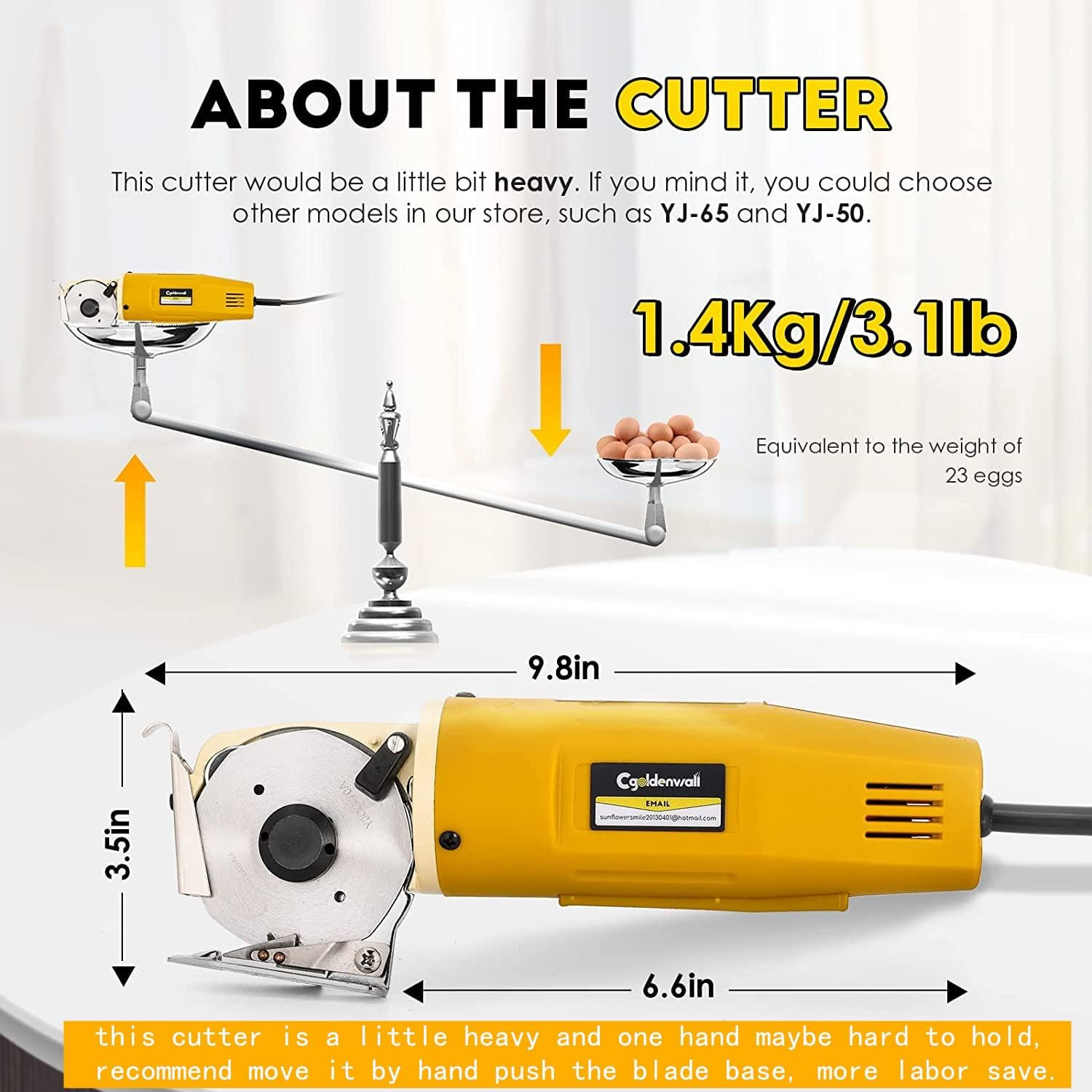 High-Speed Electric Rotary Fabric Cutter for Cloth, Leather & Carpet, 2400RPM