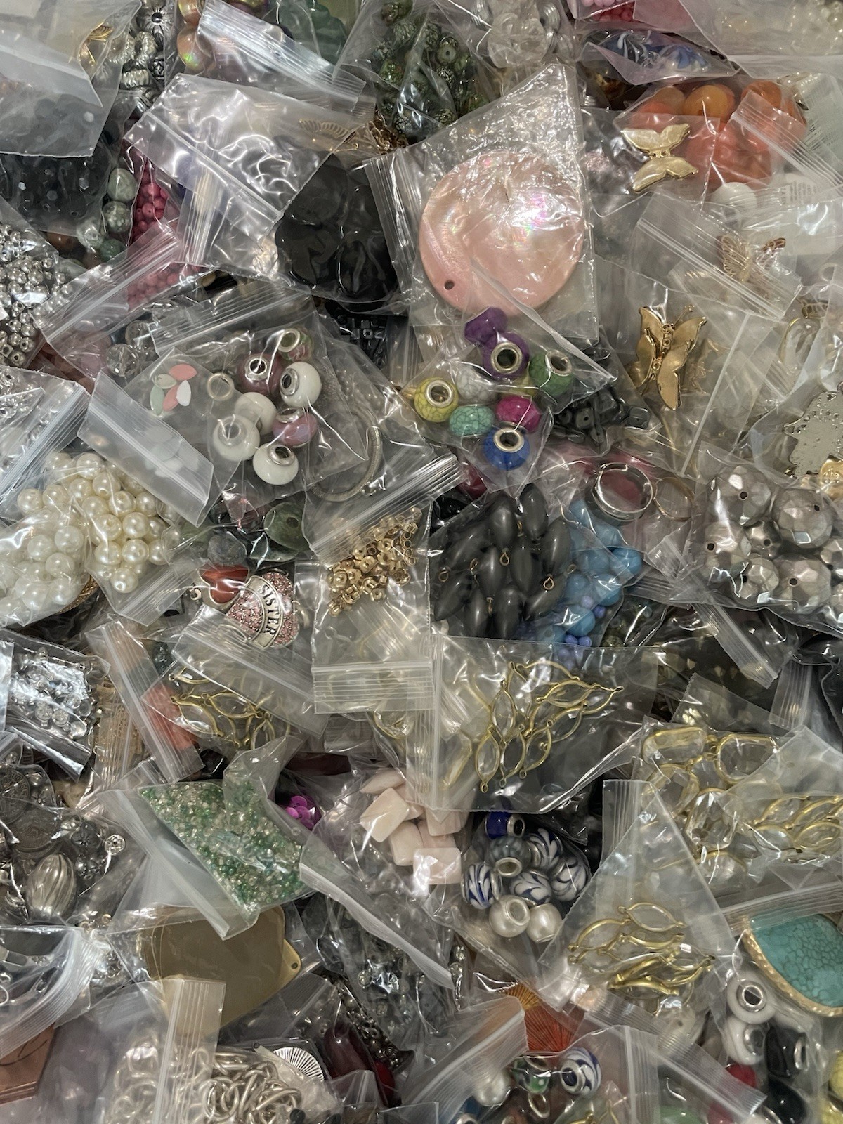 50 Bags Of Beads & Jewelry Making Supplies Mystery Lot Grab Bag