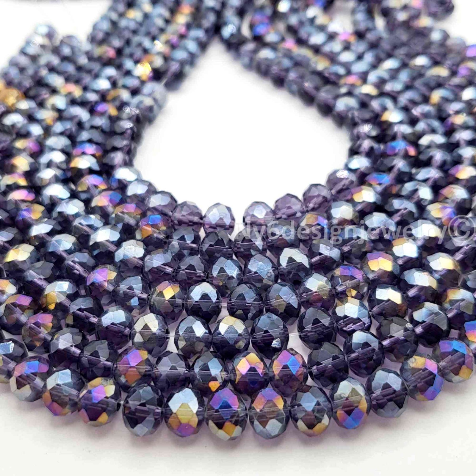 Purple AB Crystal Faceted Rondelles Bead Jewelry Making Supplies 11″ Strand