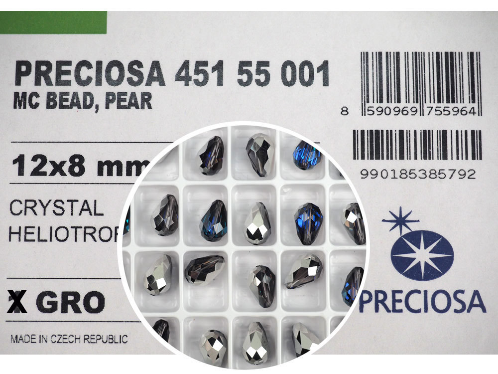 12 Crystal Heliotrope, Preciosa Czech MC Pear Beads, tear drop shape 12x8mm P305